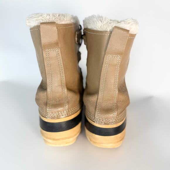 Sorel Manitou Waterproof Fleece Nubuck Leather Rubber Winter Boots Tan Men 10 - Picture 4 of 13